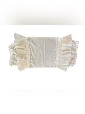 VTG Chambers Pleated Ruffle White Eyelet Trim Bolster Pillow Cotton 20”Cottage